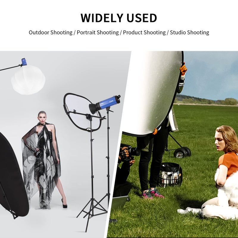 Selens Photography Reflector Stand kit, 24x36 inches 5 in 1 reflectors with 78 inches Light Stands and Extendable Holder Arm Clips for Photo Studio Lighting - Image 3